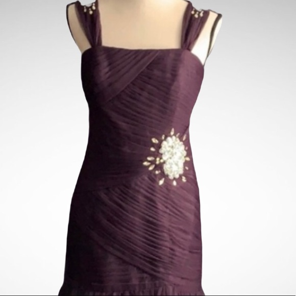 Alfred Angelo Deep Plum Purple Lined Mermaid Gown With Appliqué NEW - Picture 3 of 10